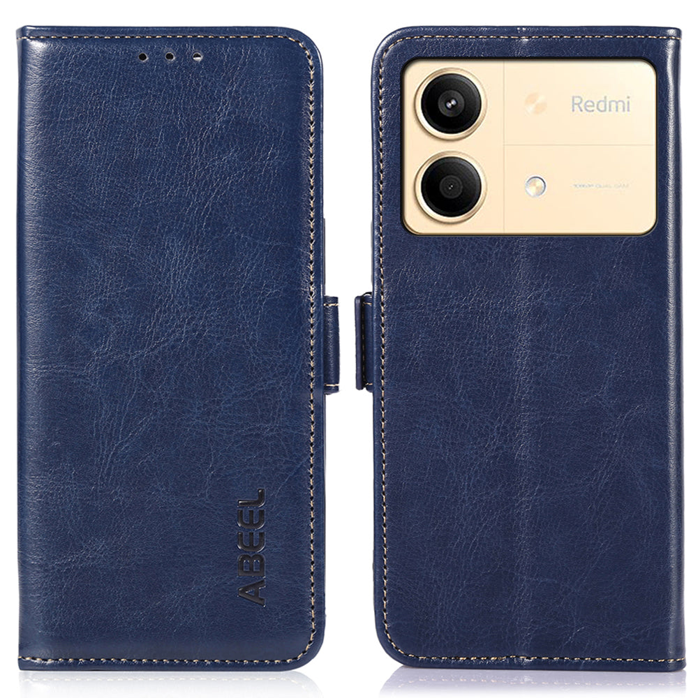 ABEEL For Xiaomi Redmi Note 13R Pro 5G Leather Case Wallet Cover Crazy Horse Texture - Blue ABEEL For Xiaomi Redmi Note 13R Pro 5G Leather Case Wallet Cover Crazy Horse Texture - Blue